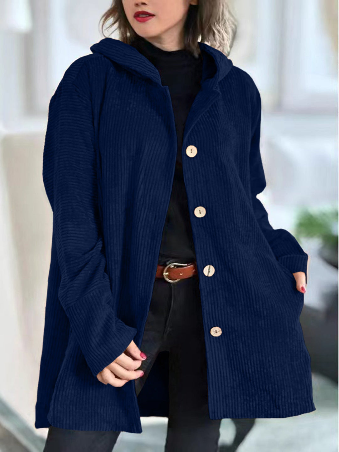 Stella - Cozy Corduroy Hooded Jacket
