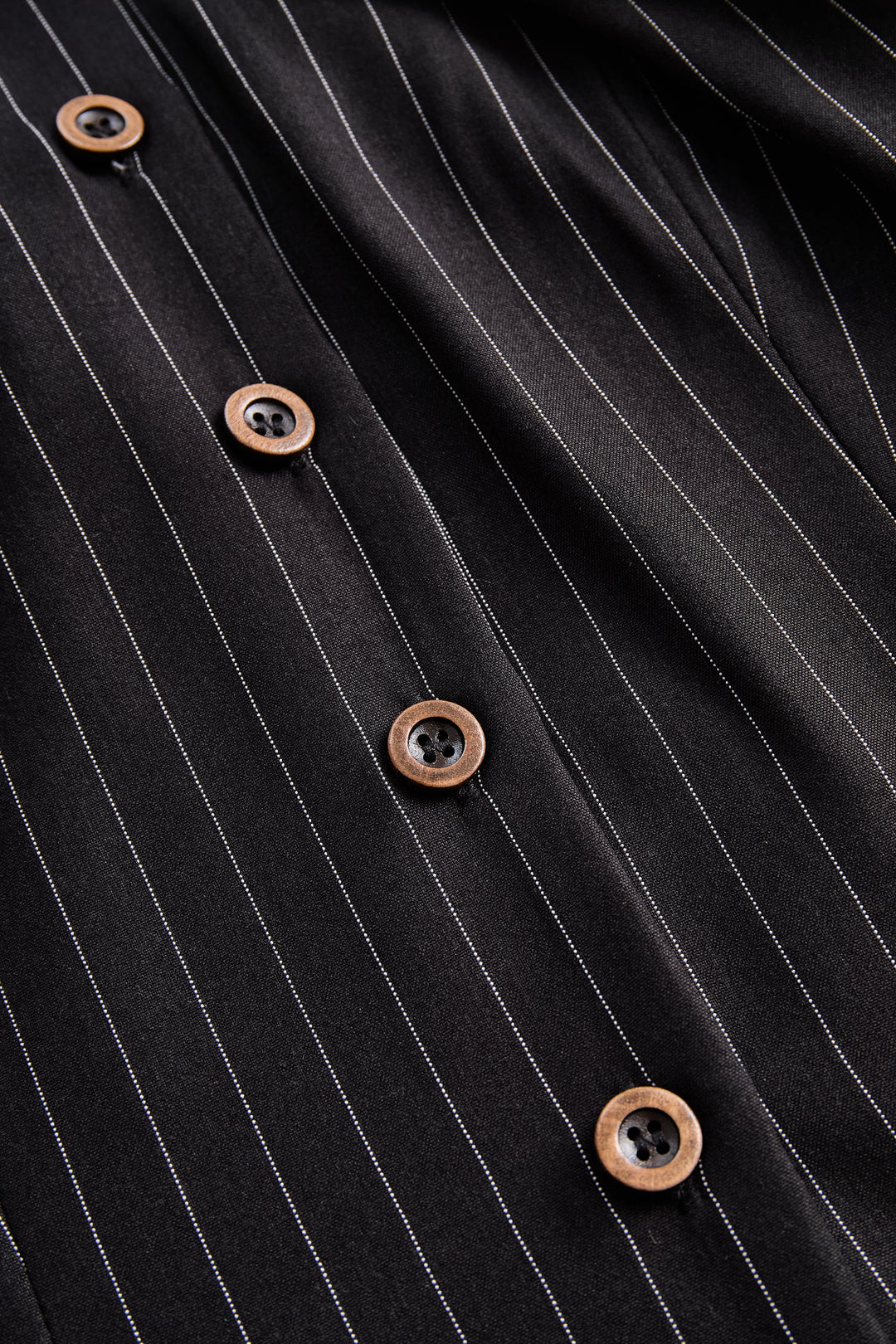 Pinstripe Top With Contrast Collar And Button Front