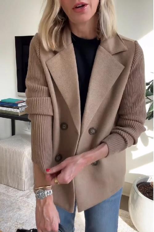 Amora - Elegant Blazer with Knitted Sleeves