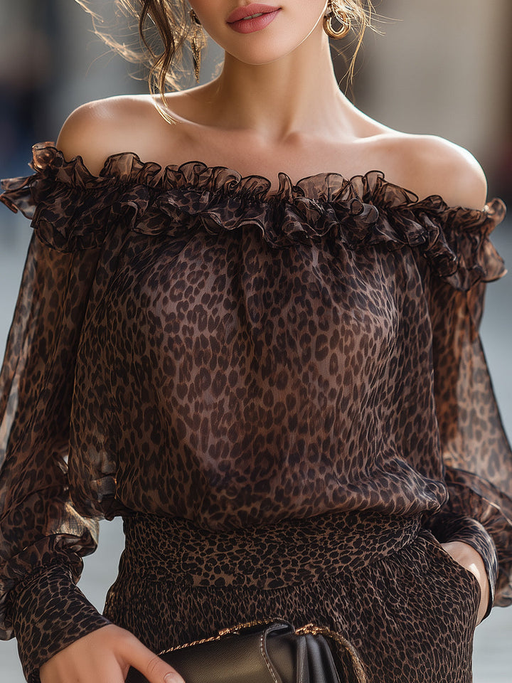 Off Shoulder Ruffle Neck Blouse